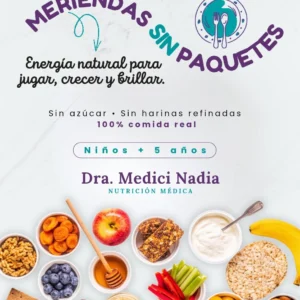Portada del e-book Meriendas saludables sin azúcar para niños por Dra. Medici